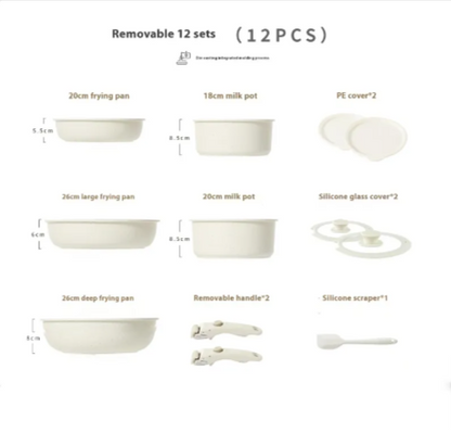 Removable Handle Non-Stick Pot Set with Steamer – Versatile Household Cookware